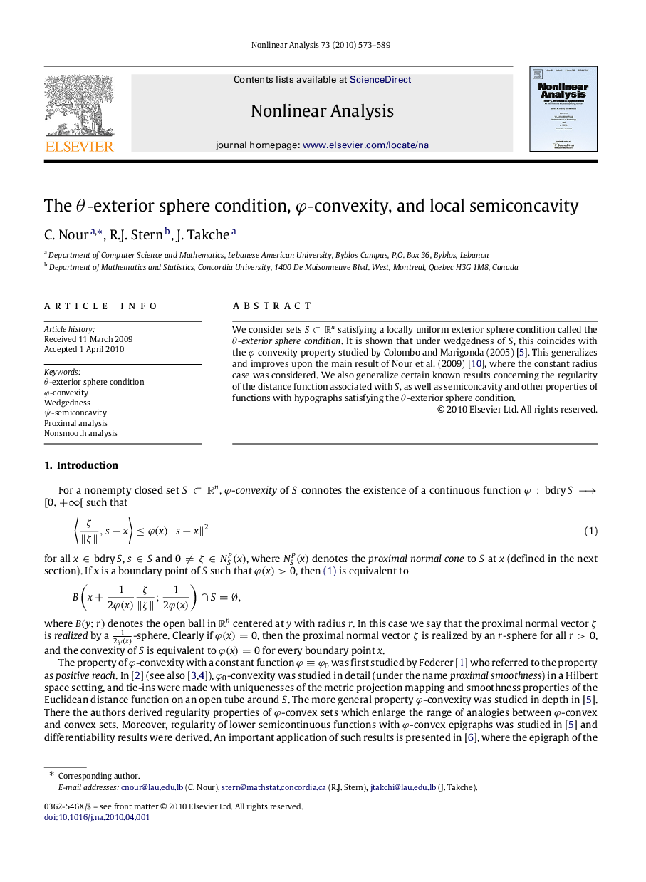 The θθ-exterior sphere condition, φφ-convexity, and local semiconcavity