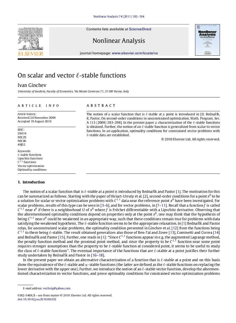 On scalar and vector ℓℓ-stable functions