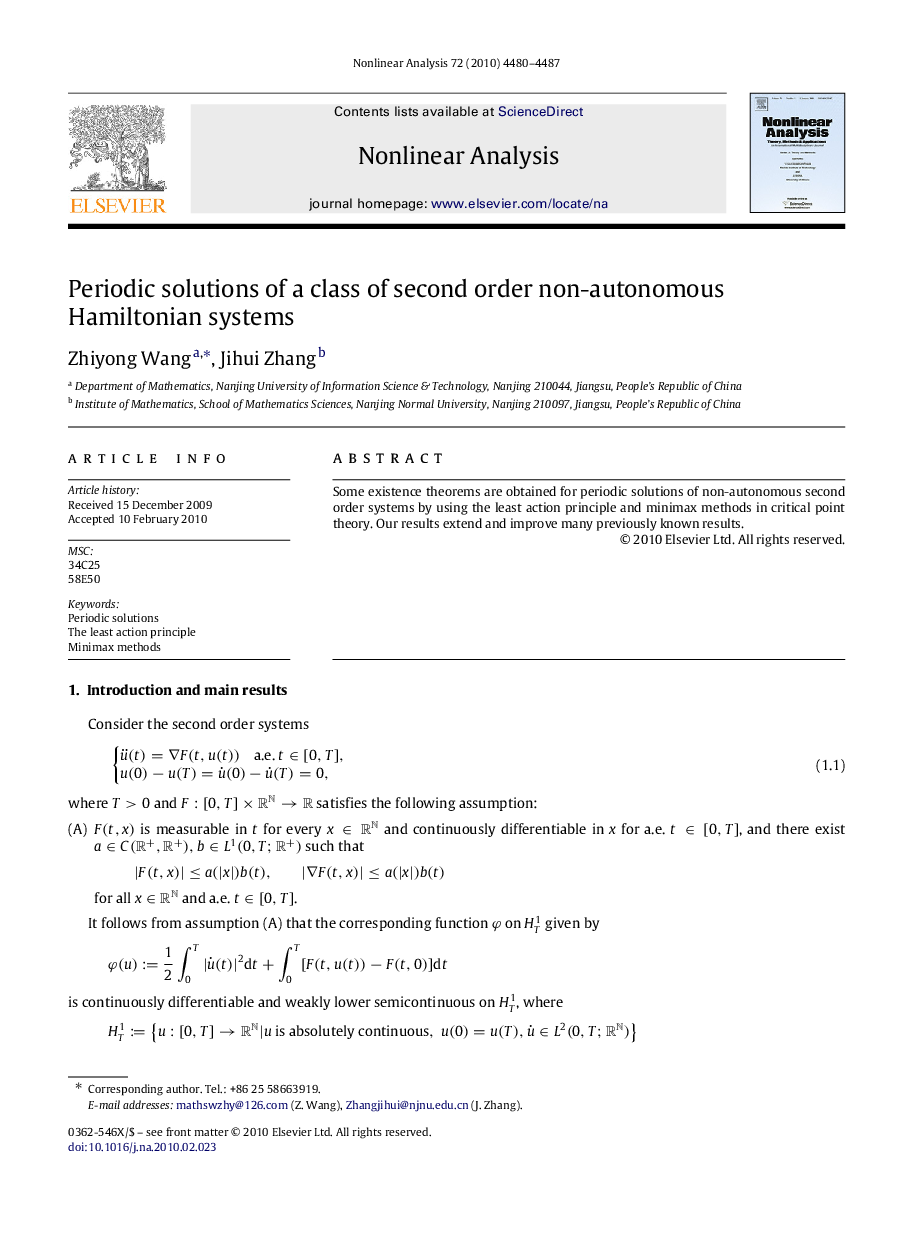 Periodic solutions of a class of second order non-autonomous Hamiltonian systems