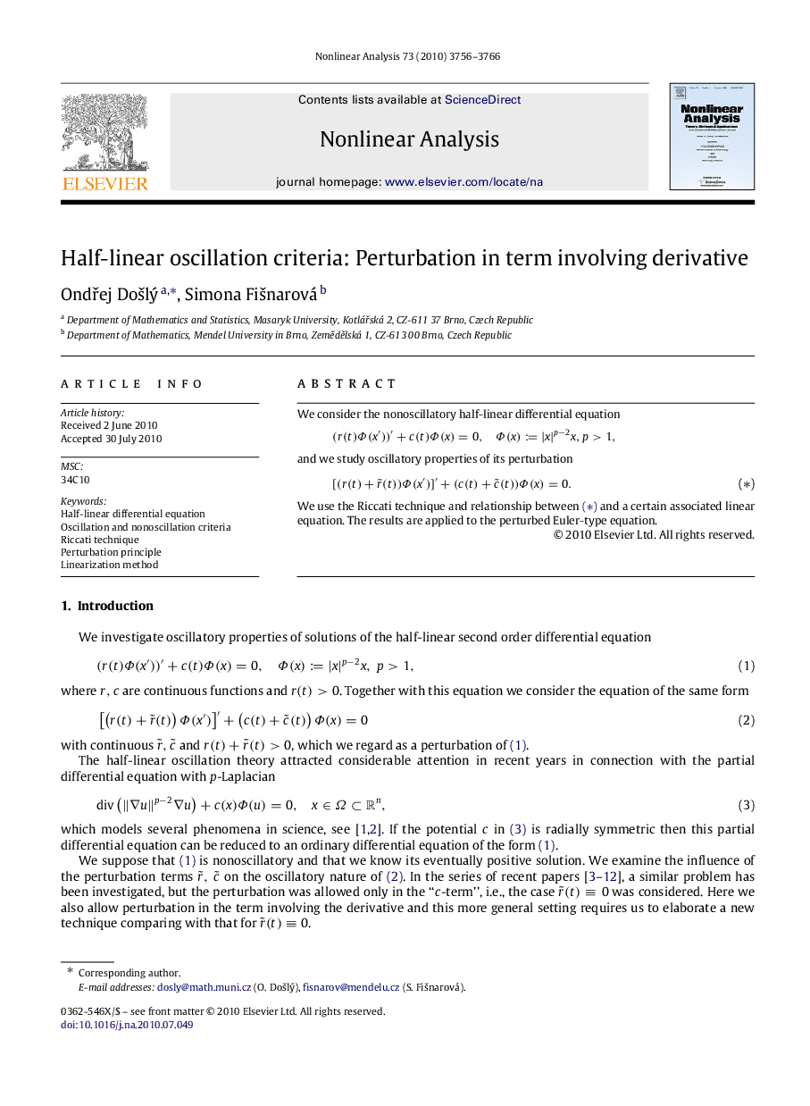 Half-linear oscillation criteria: Perturbation in term involving derivative