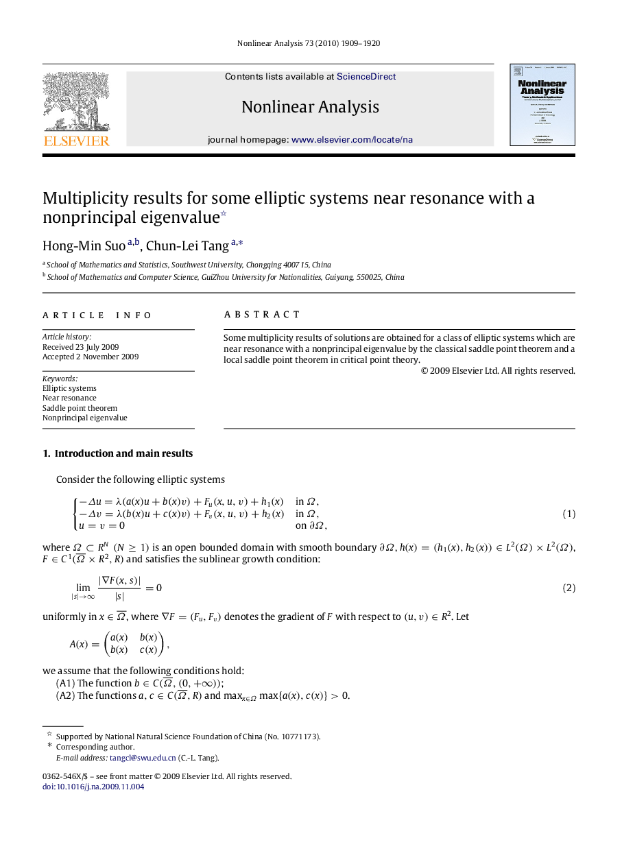 Multiplicity results for some elliptic systems near resonance with a nonprincipal eigenvalue 