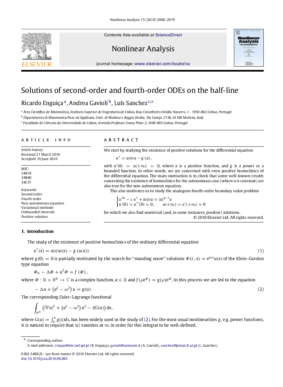 Solutions of second-order and fourth-order ODEs on the half-line