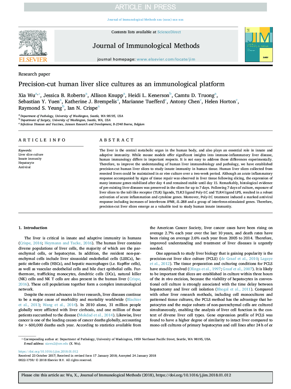 Precision-cut human liver slice cultures as an immunological platform