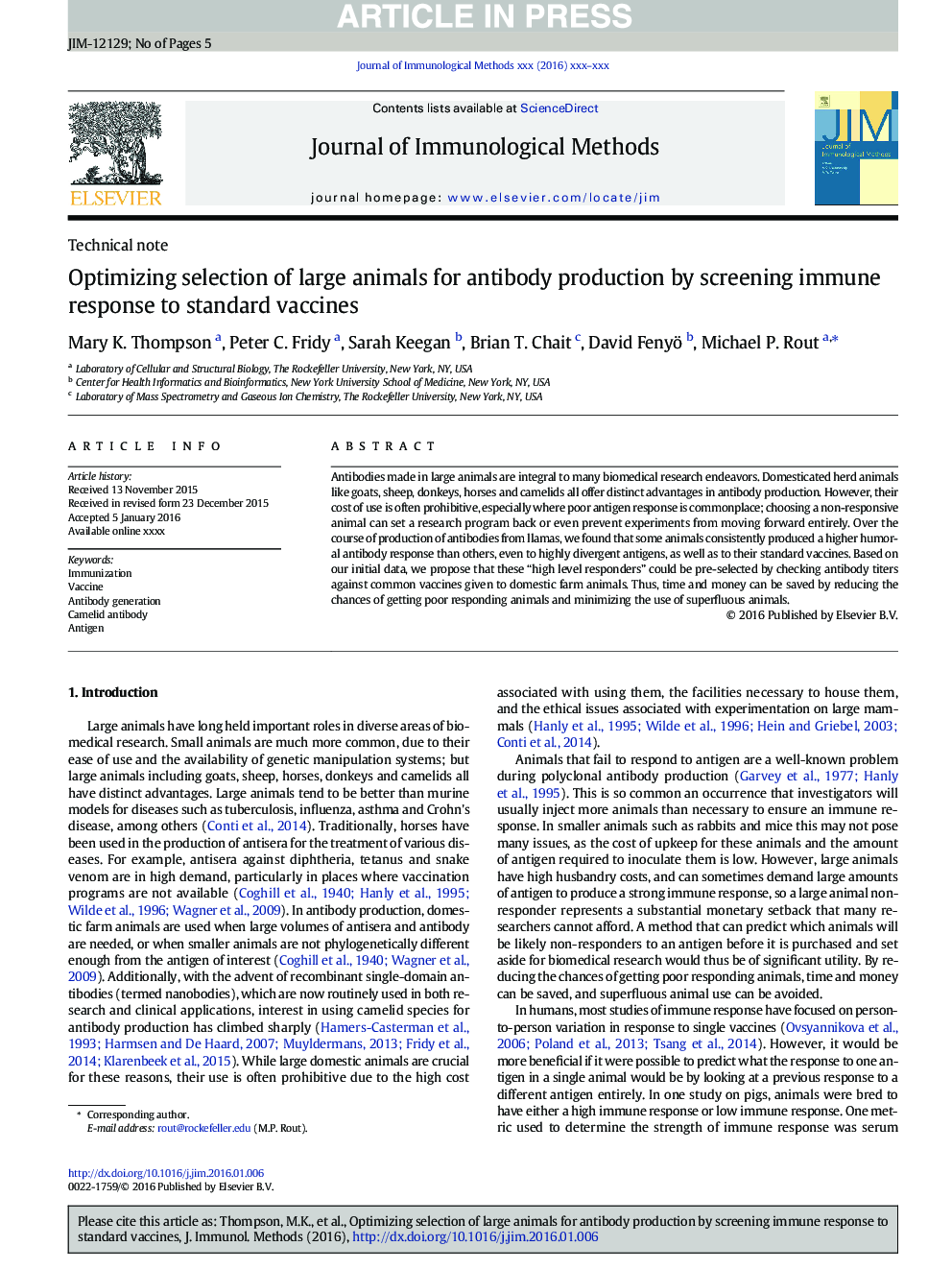 Optimizing selection of large animals for antibody production by screening immune response to standard vaccines