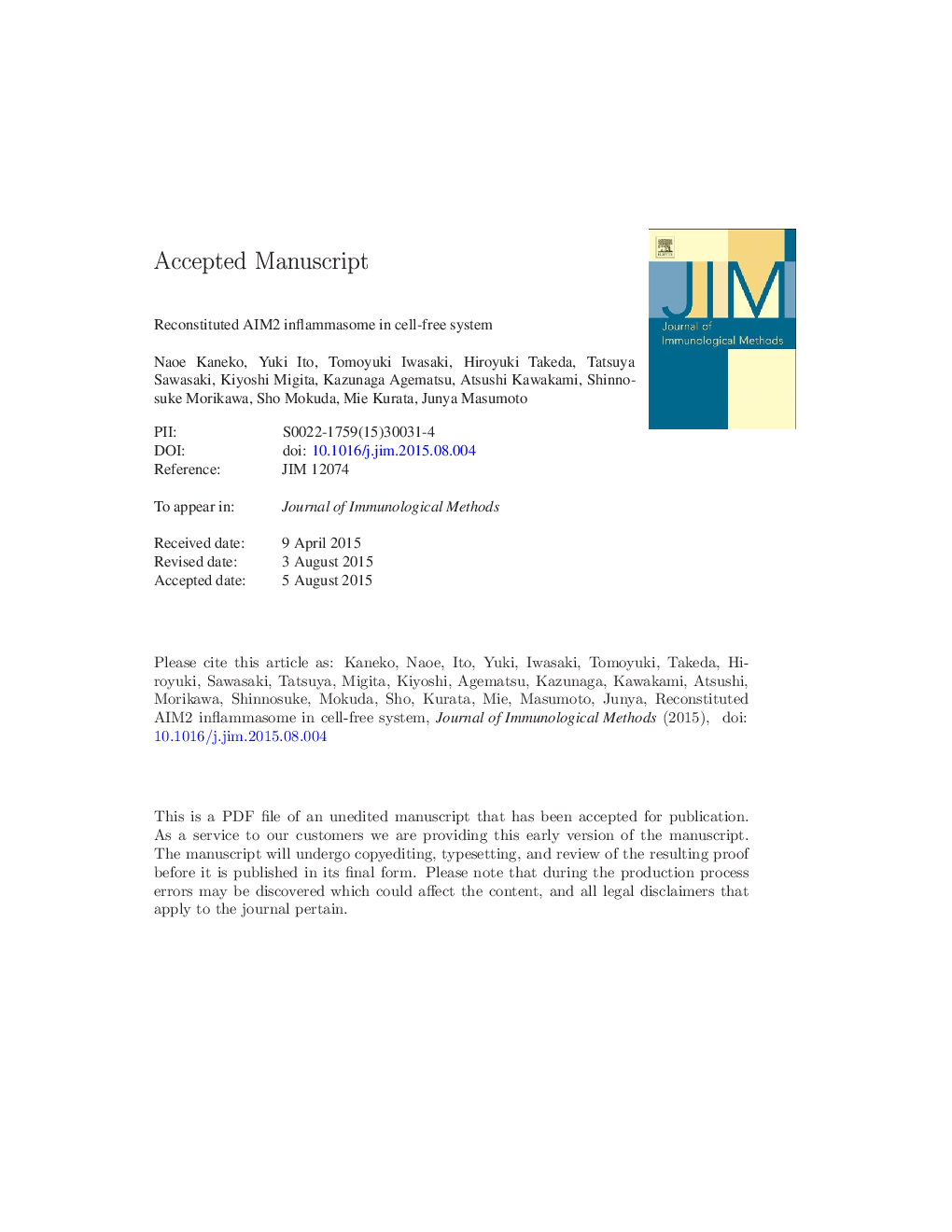 Reconstituted AIM2 inflammasome in cell-free system