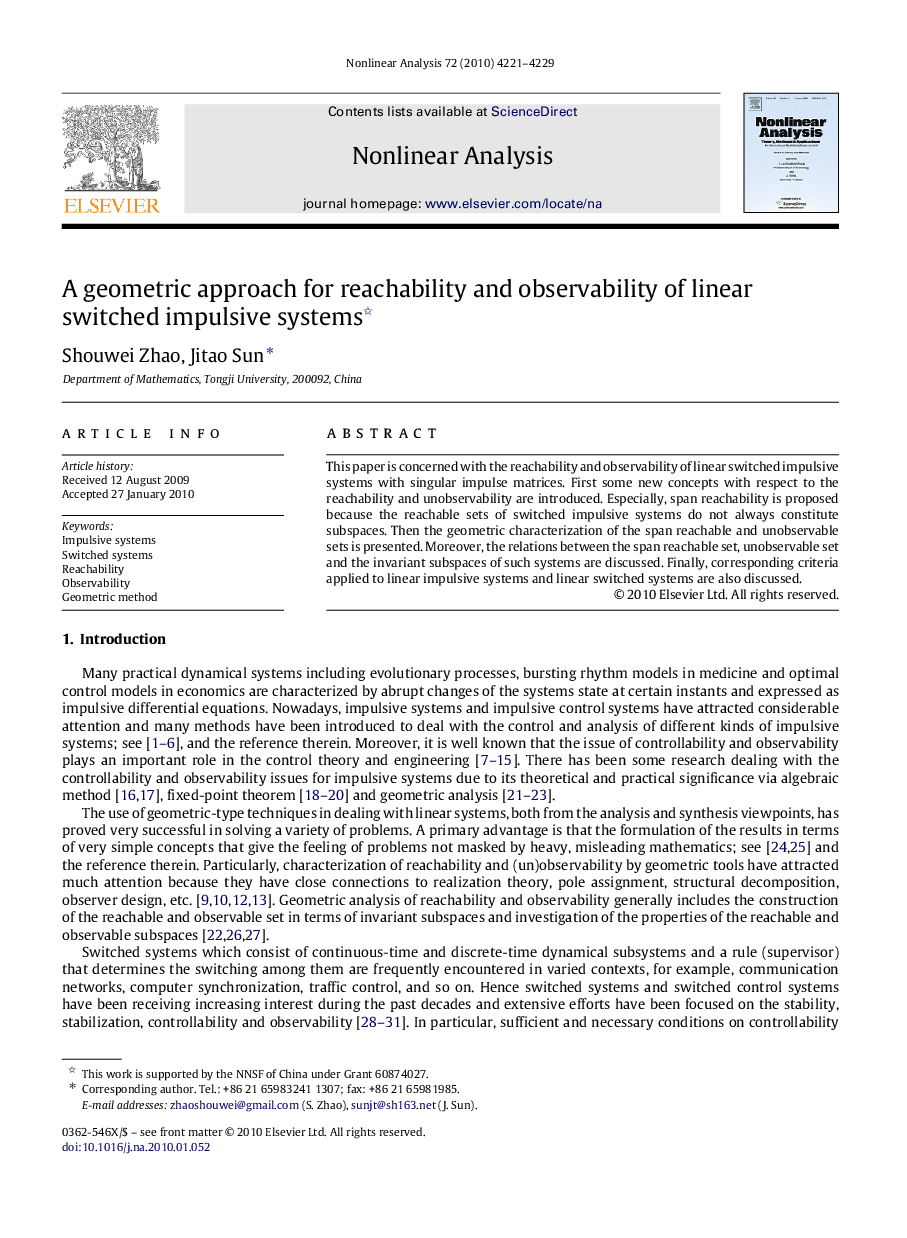 A geometric approach for reachability and observability of linear switched impulsive systems 