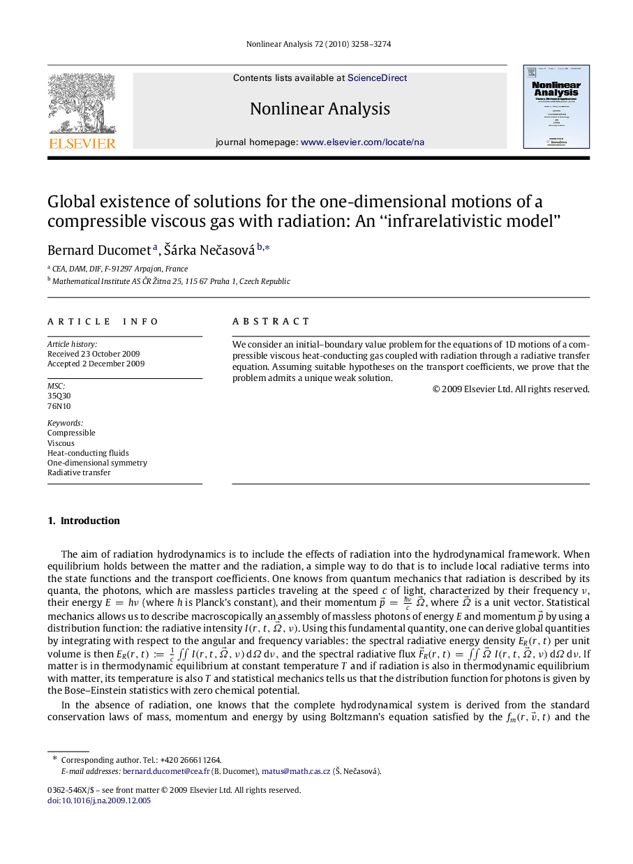 Global existence of solutions for the one-dimensional motions of a compressible viscous gas with radiation: An “infrarelativistic model”