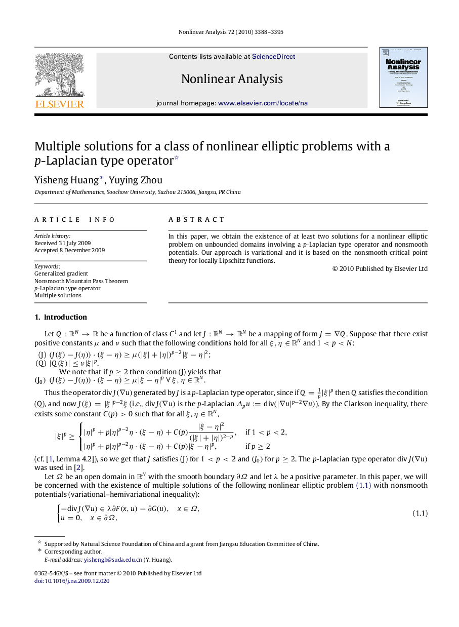 Multiple solutions for a class of nonlinear elliptic problems with a pp-Laplacian type operator 