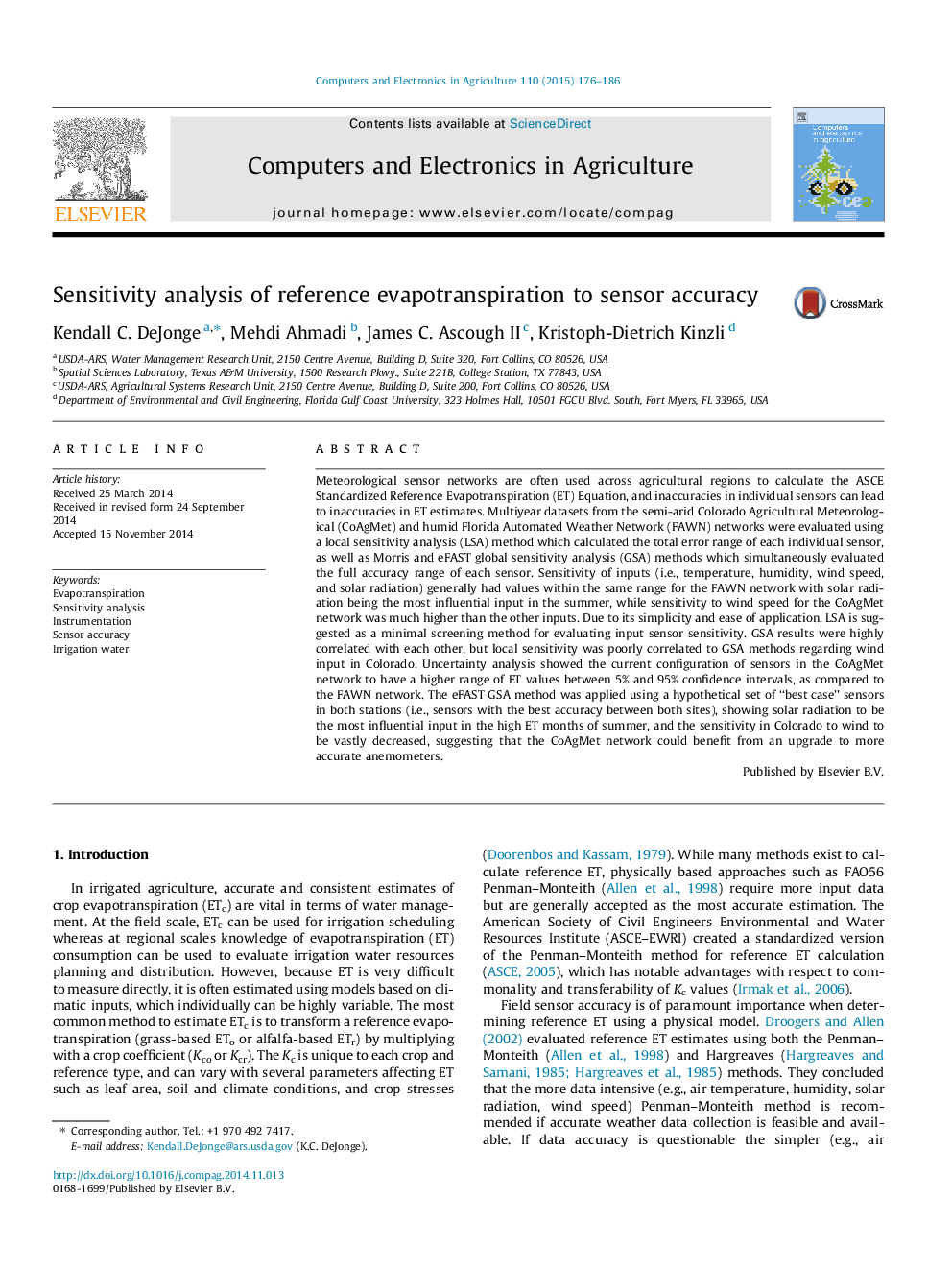 Sensitivity analysis of reference evapotranspiration to sensor accuracy