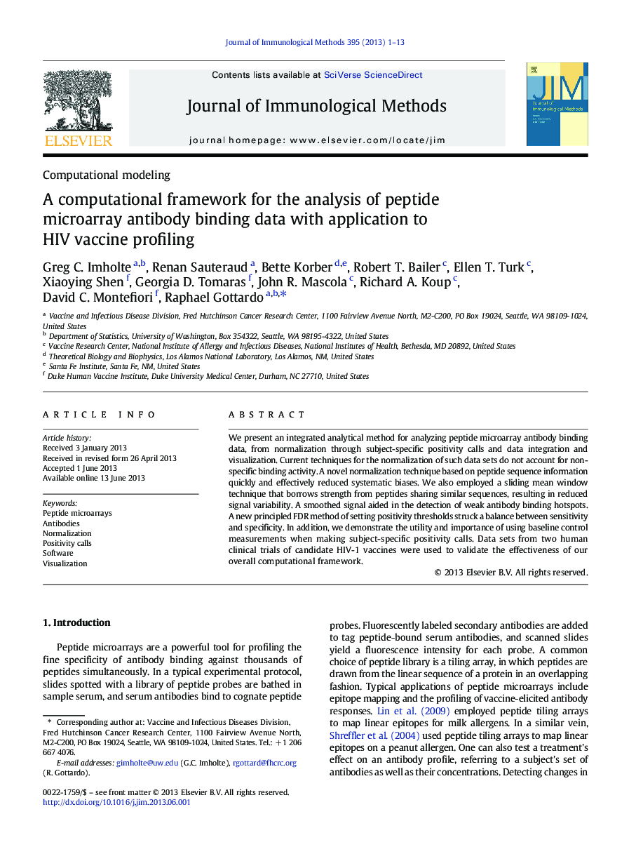 یک چارچوب محاسباتی برای تجزیه و تحلیل اطلاعات مربوط به اتصال آنتی بادی به میکروارگرافی پپتید با استفاده از پروفایل واکسن اچ 