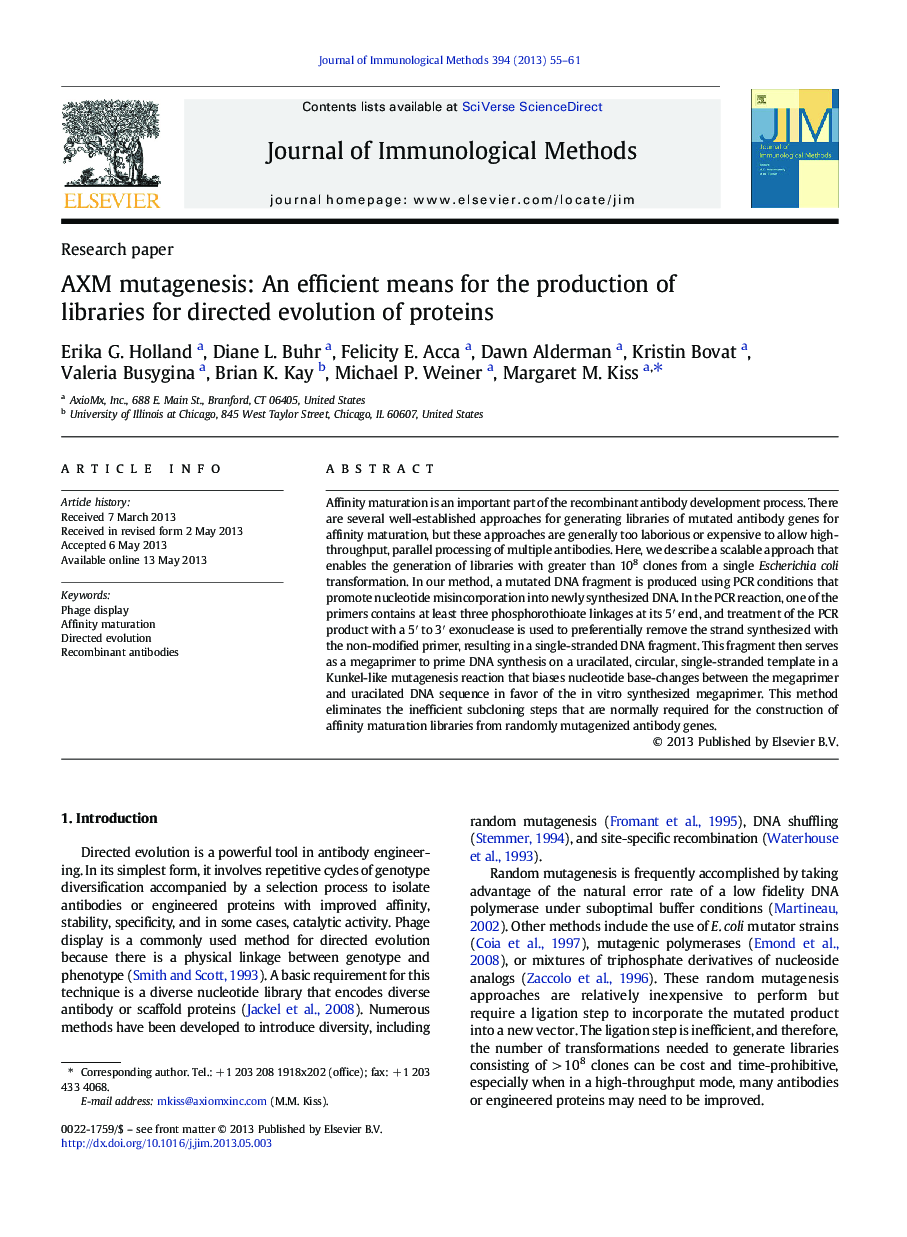 AXM mutagenesis: An efficient means for the production of libraries for directed evolution of proteins