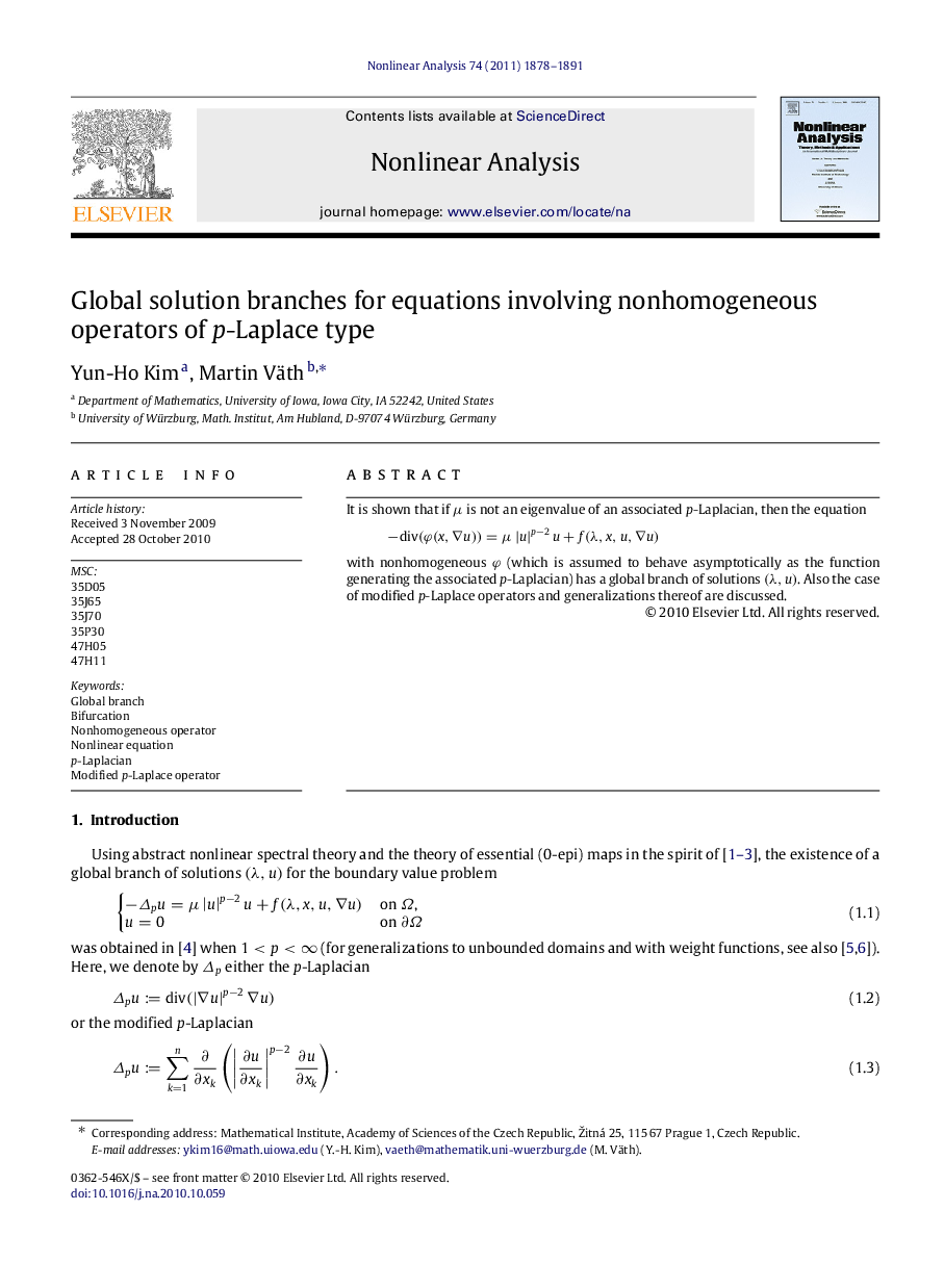 Global solution branches for equations involving nonhomogeneous operators of pp-Laplace type