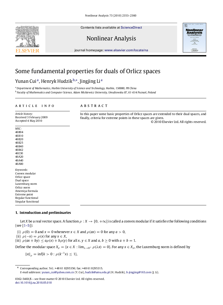 Some fundamental properties for duals of Orlicz spaces