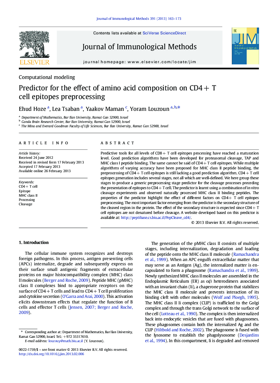 Predictor for the effect of amino acid composition on CD4Â + T cell epitopes preprocessing