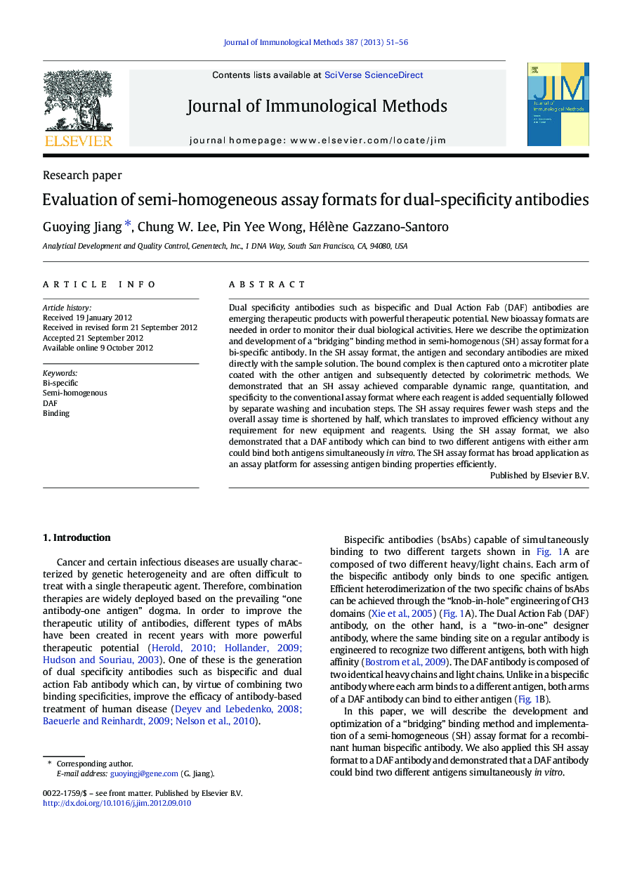 Evaluation of semi-homogeneous assay formats for dual-specificity antibodies