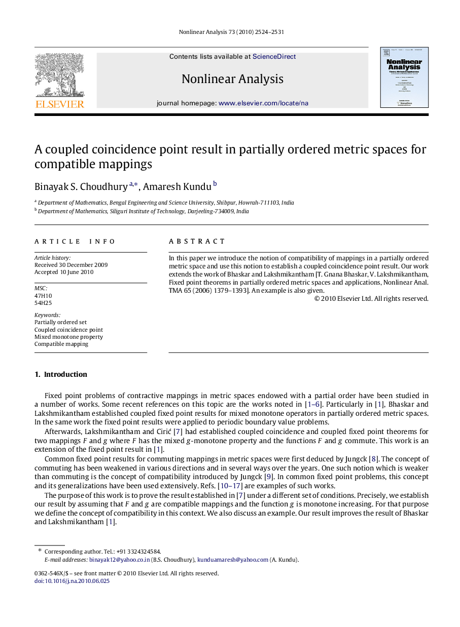 A coupled coincidence point result in partially ordered metric spaces for compatible mappings