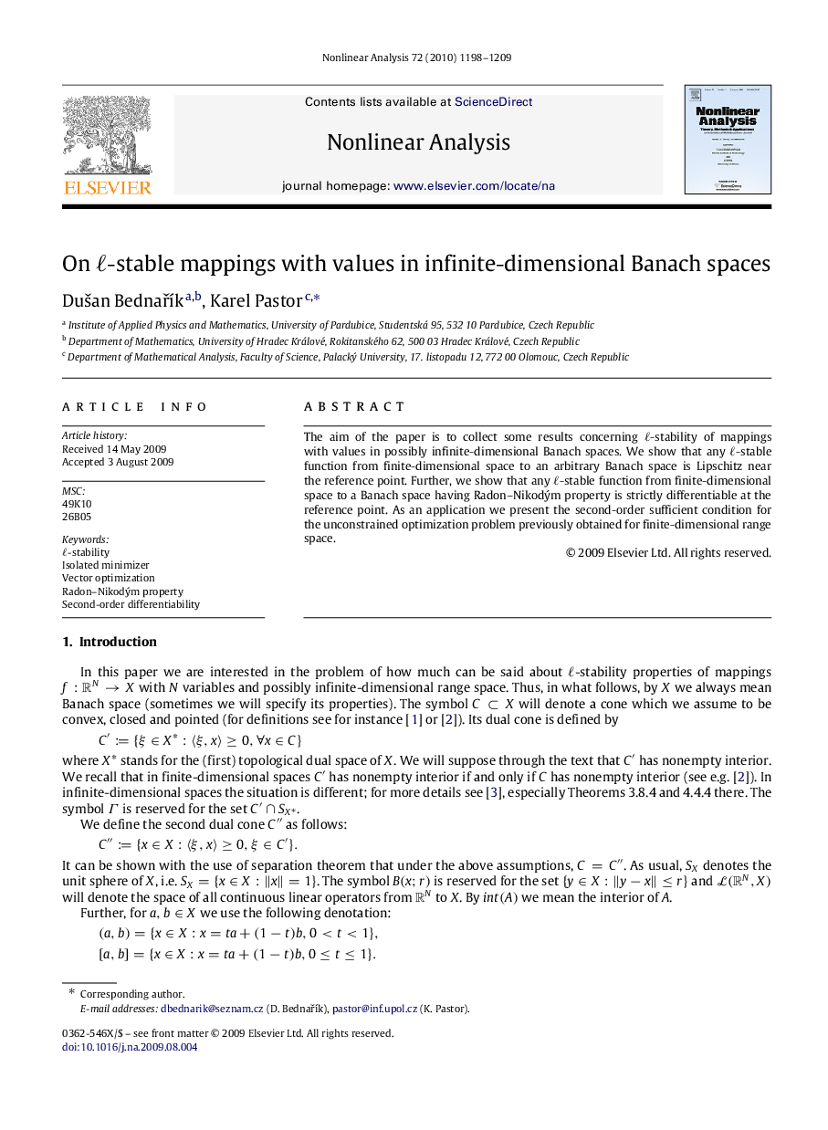 On ℓℓ-stable mappings with values in infinite-dimensional Banach spaces