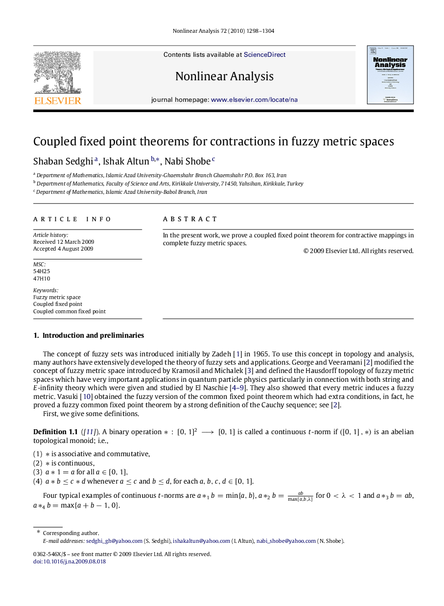 Coupled fixed point theorems for contractions in fuzzy metric spaces