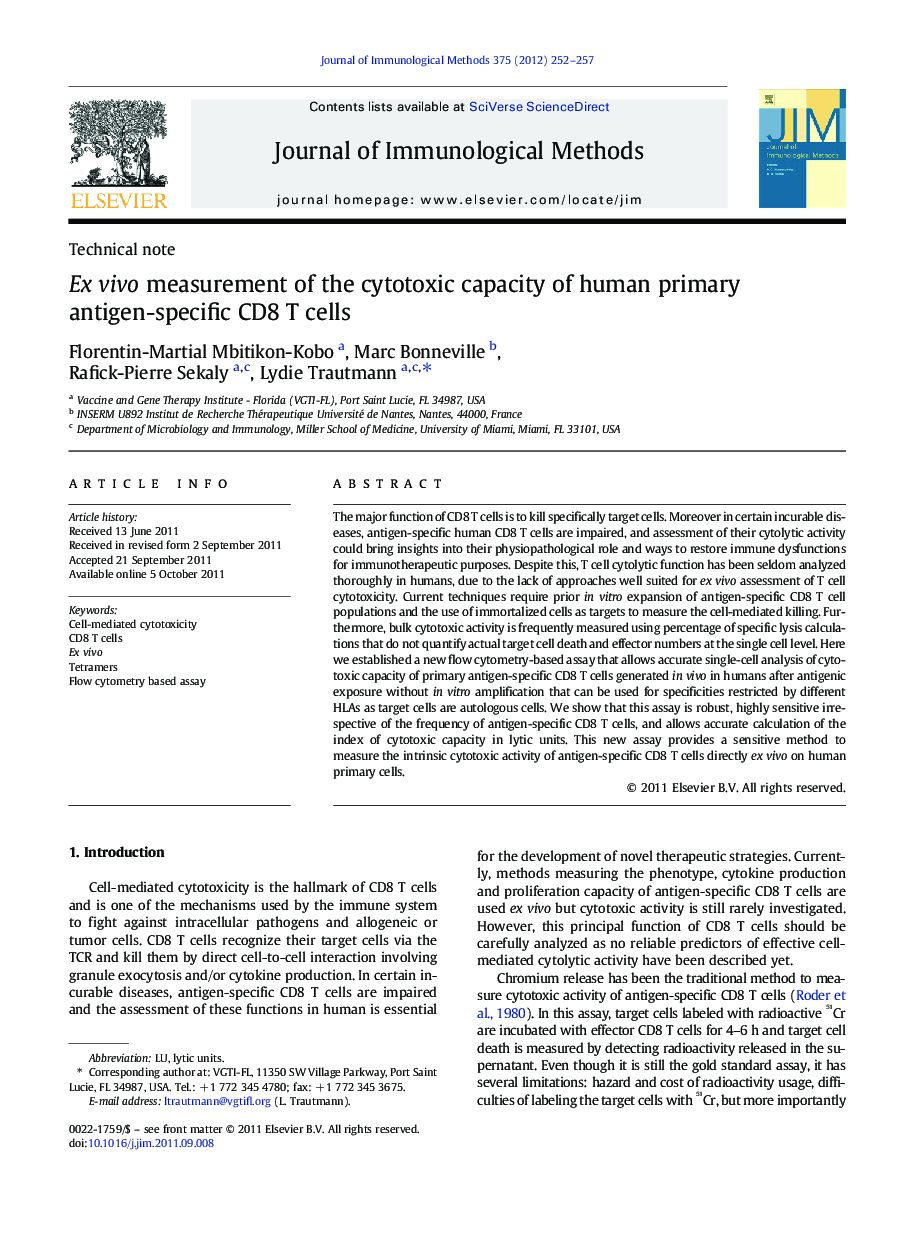 Ex vivo measurement of the cytotoxic capacity of human primary antigen-specific CD8 T cells