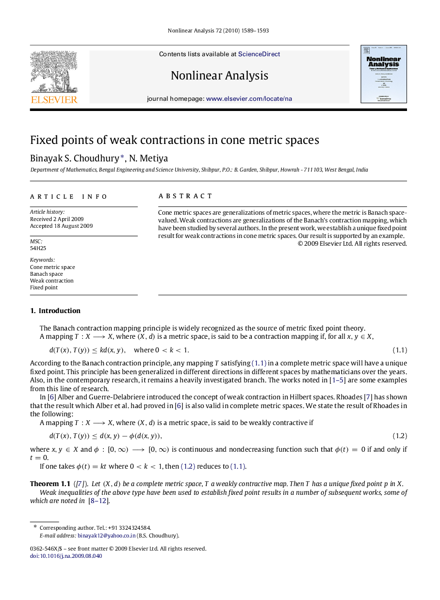 Fixed points of weak contractions in cone metric spaces