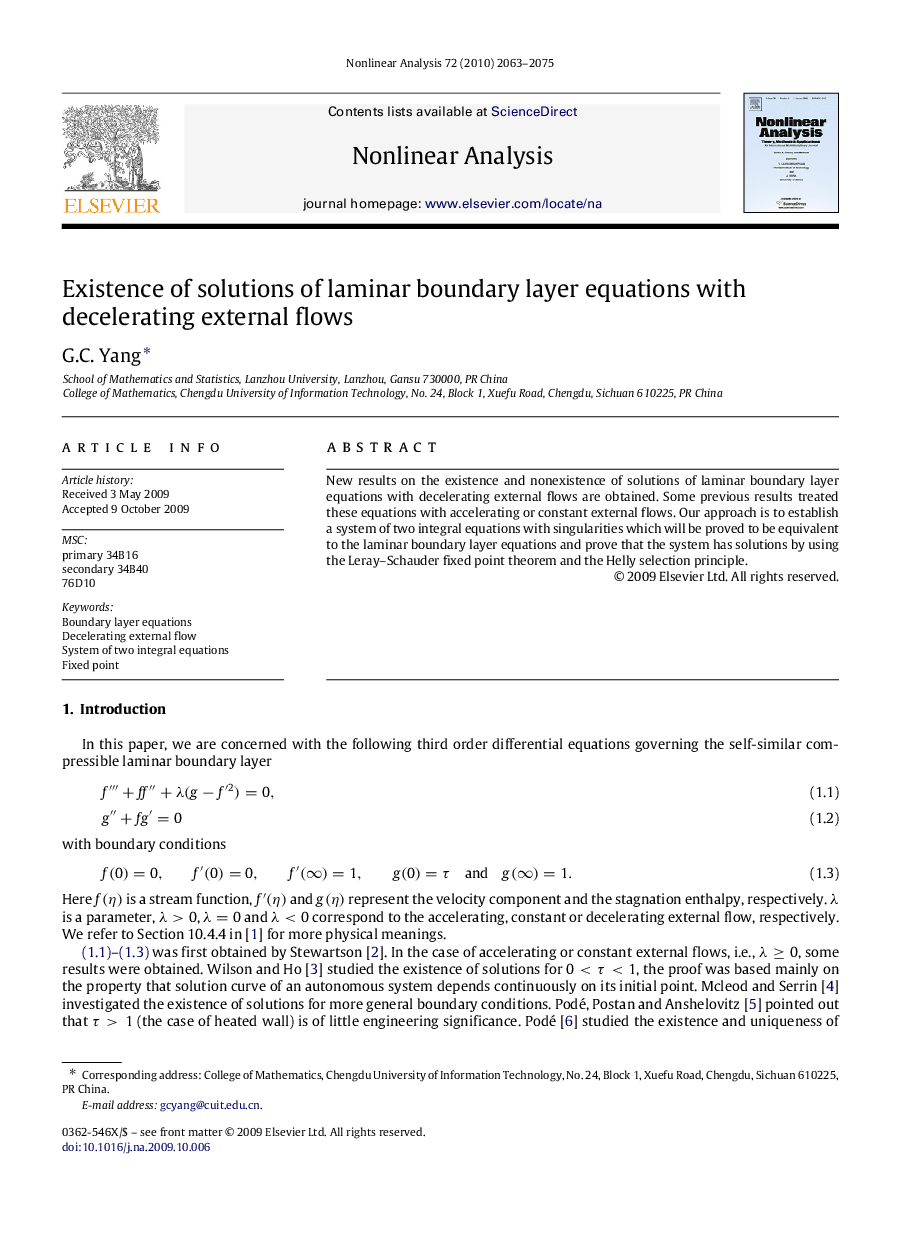 Existence of solutions of laminar boundary layer equations with decelerating external flows