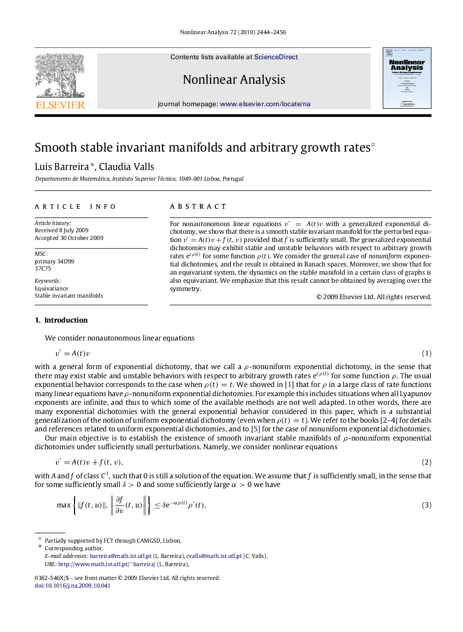 Smooth stable invariant manifolds and arbitrary growth rates 