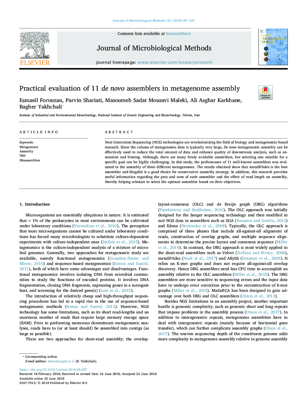 Practical evaluation of 11 de novo assemblers in metagenome assembly