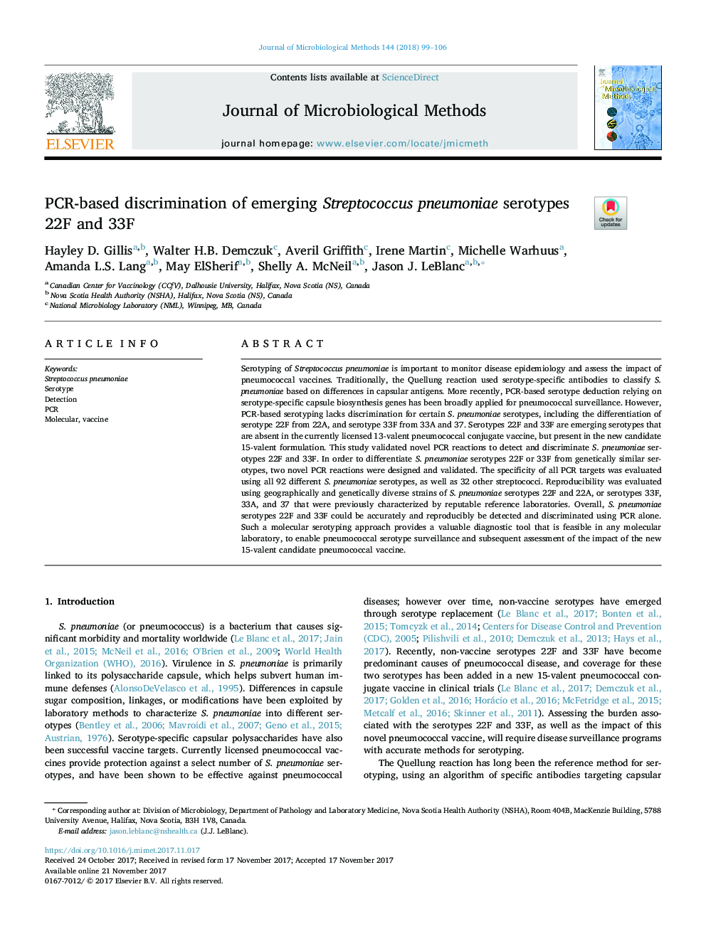 PCR-based discrimination of emerging Streptococcus pneumoniae serotypes 22F and 33F