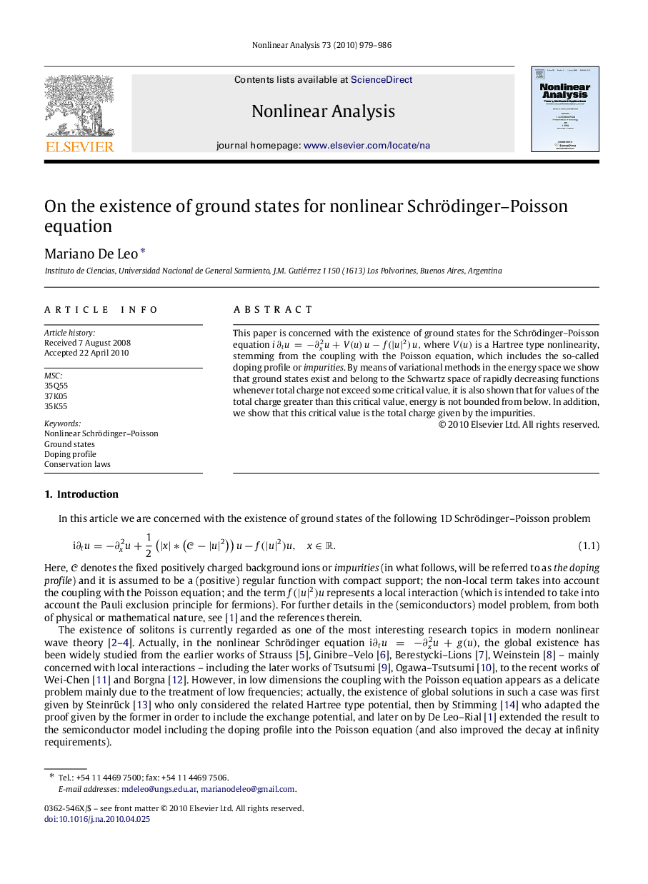 On the existence of ground states for nonlinear Schrödinger–Poisson equation