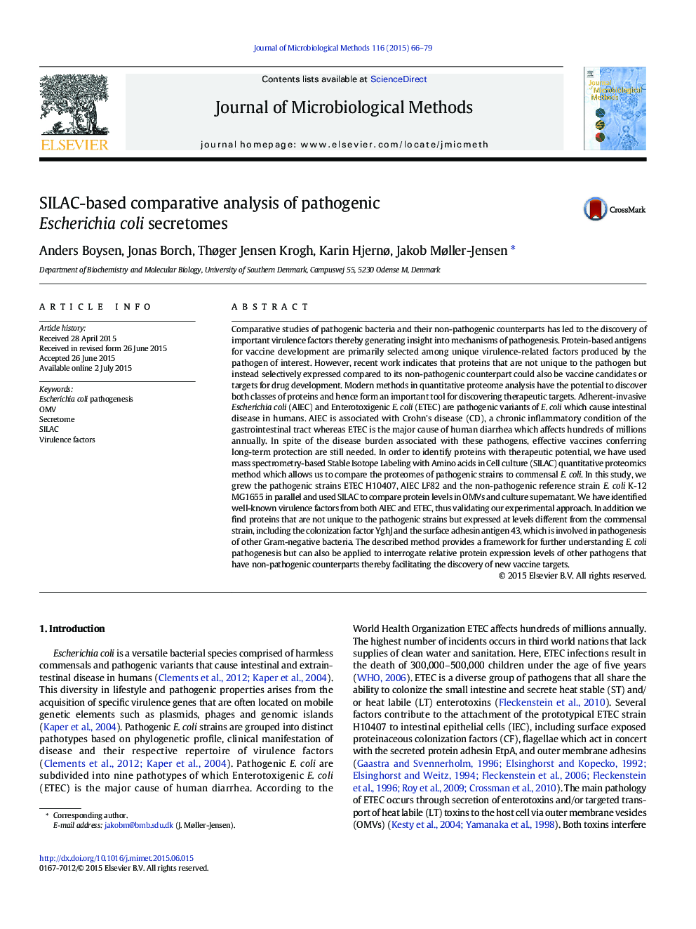 SILAC-based comparative analysis of pathogenic Escherichia coli secretomes
