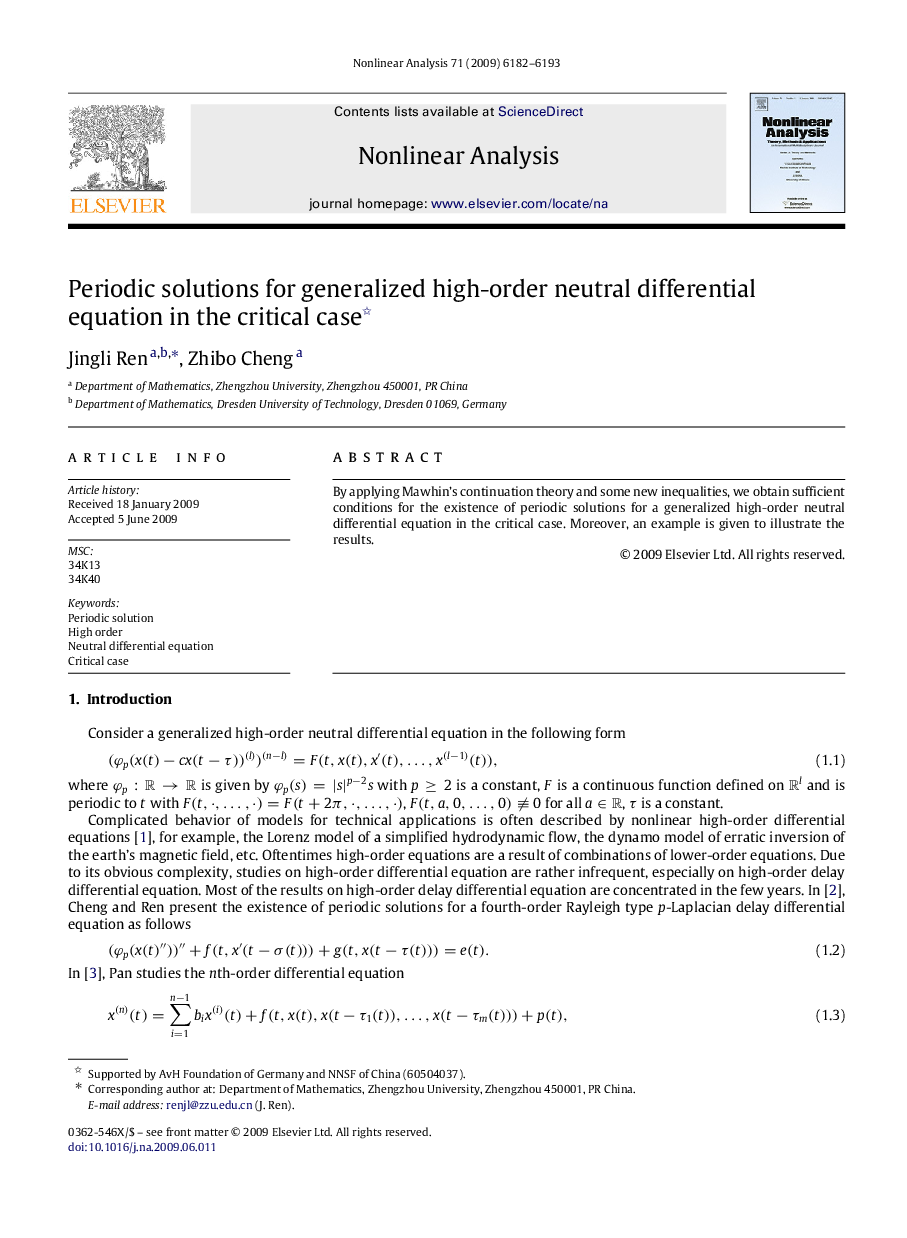 Periodic solutions for generalized high-order neutral differential equation in the critical case