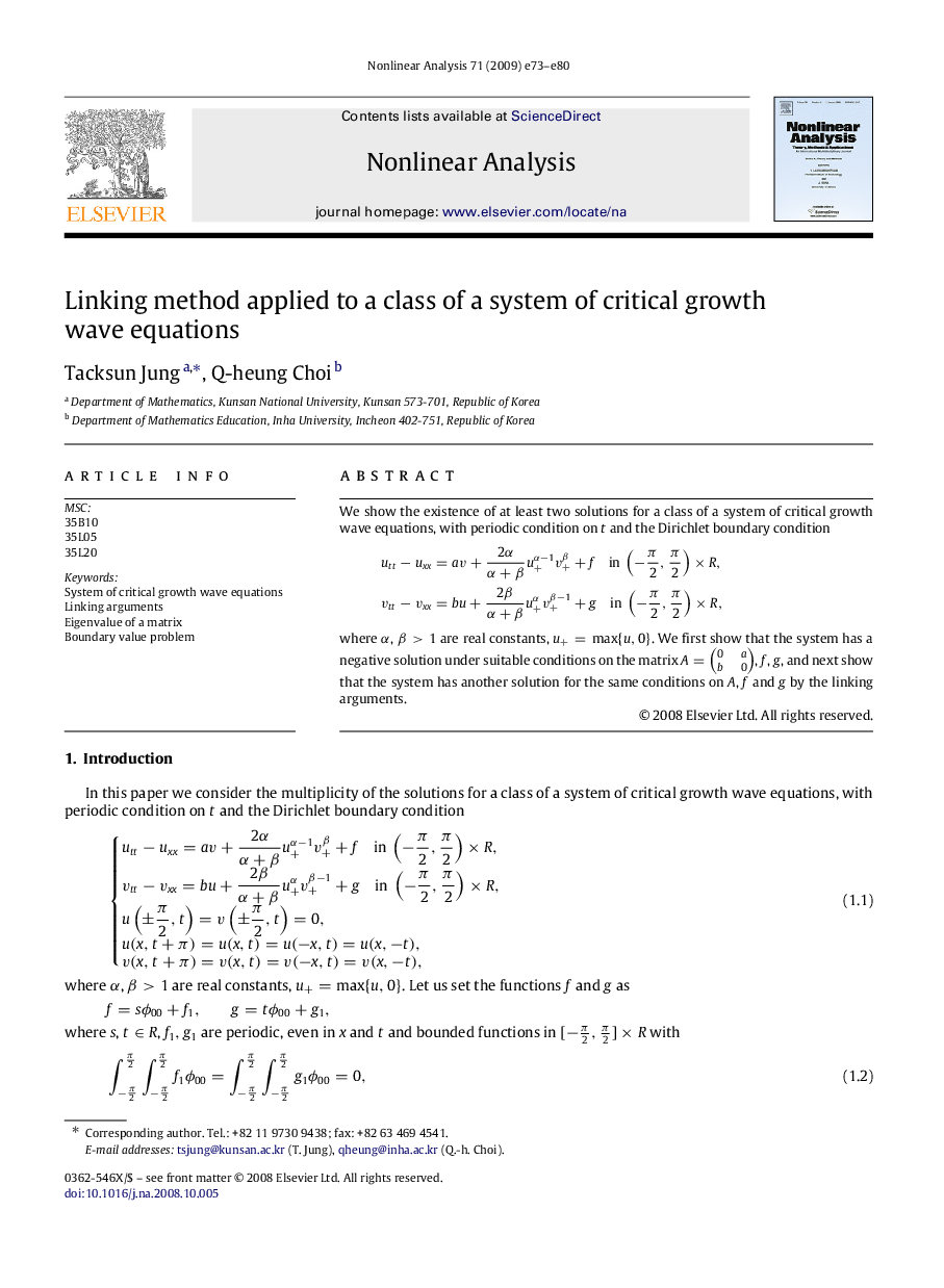 Linking method applied to a class of a system of critical growth wave equations