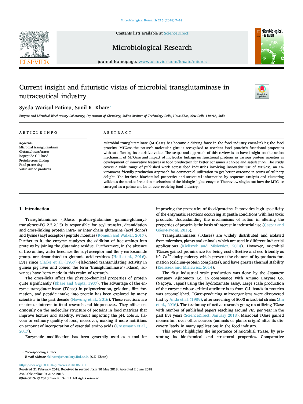 Current insight and futuristic vistas of microbial transglutaminase in nutraceutical industry