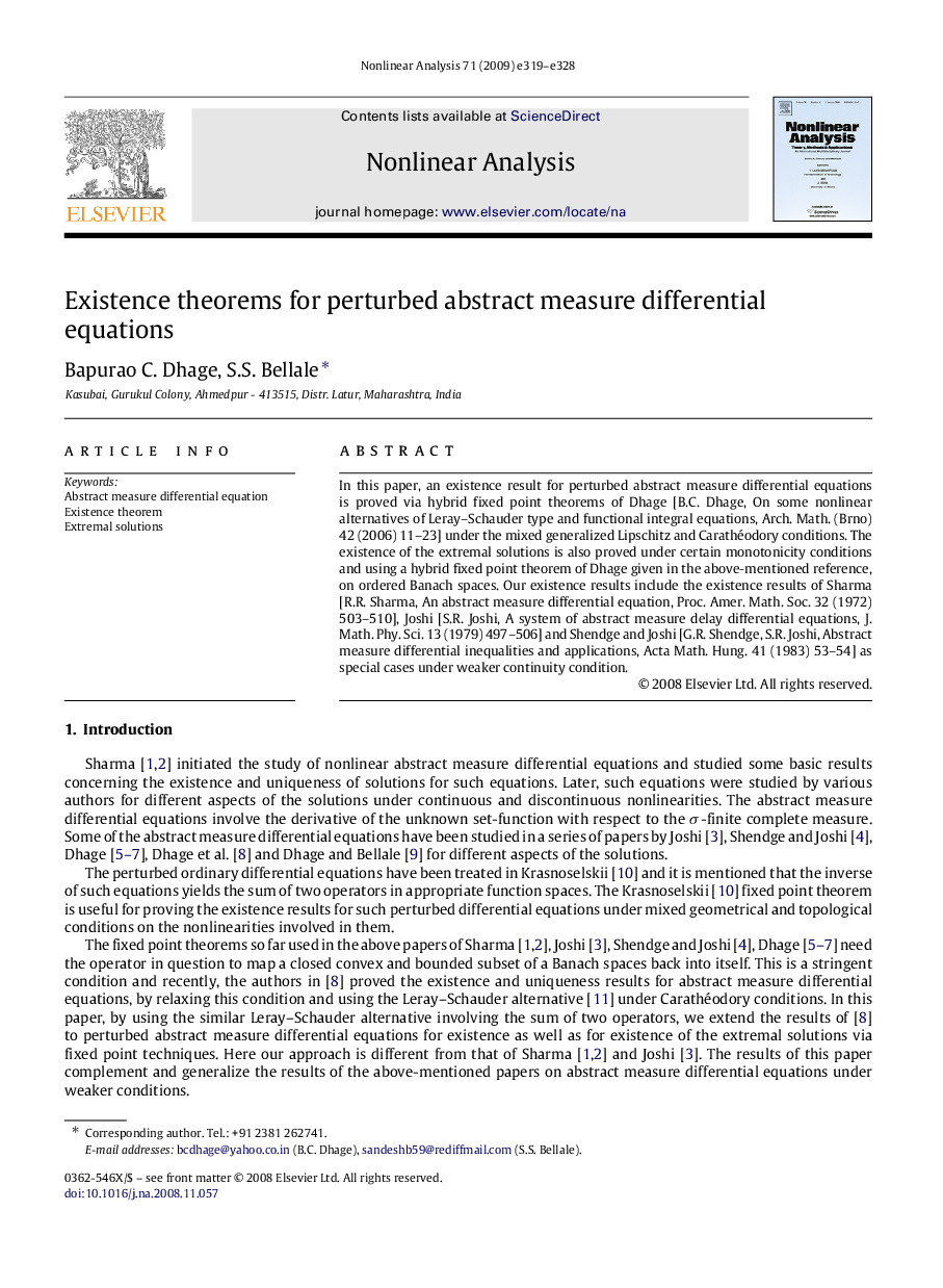 Existence theorems for perturbed abstract measure differential equations