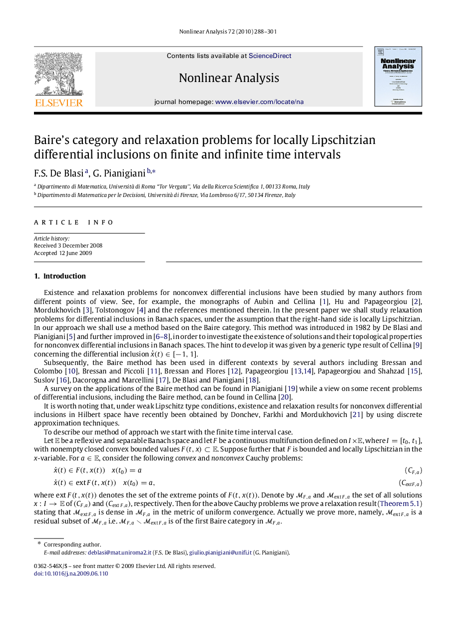 Baire's category and relaxation problems for locally Lipschitzian differential inclusions on finite and infinite time intervals