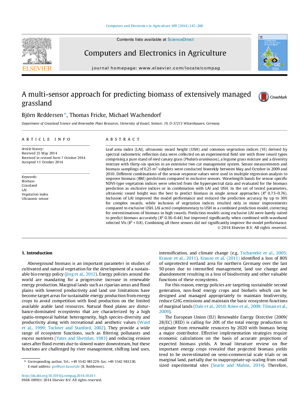 A multi-sensor approach for predicting biomass of extensively managed grassland