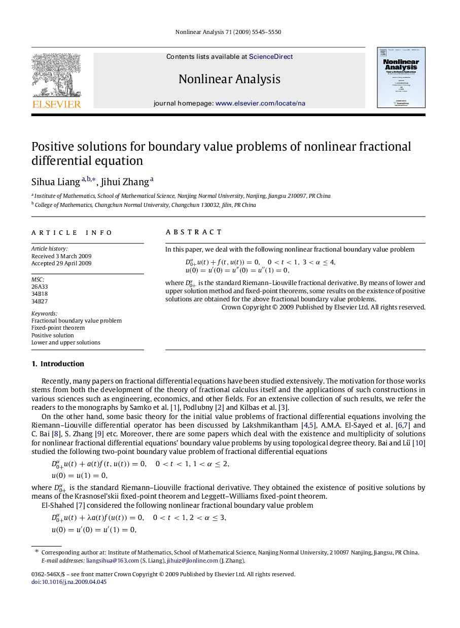 Positive solutions for boundary value problems of nonlinear fractional differential equation