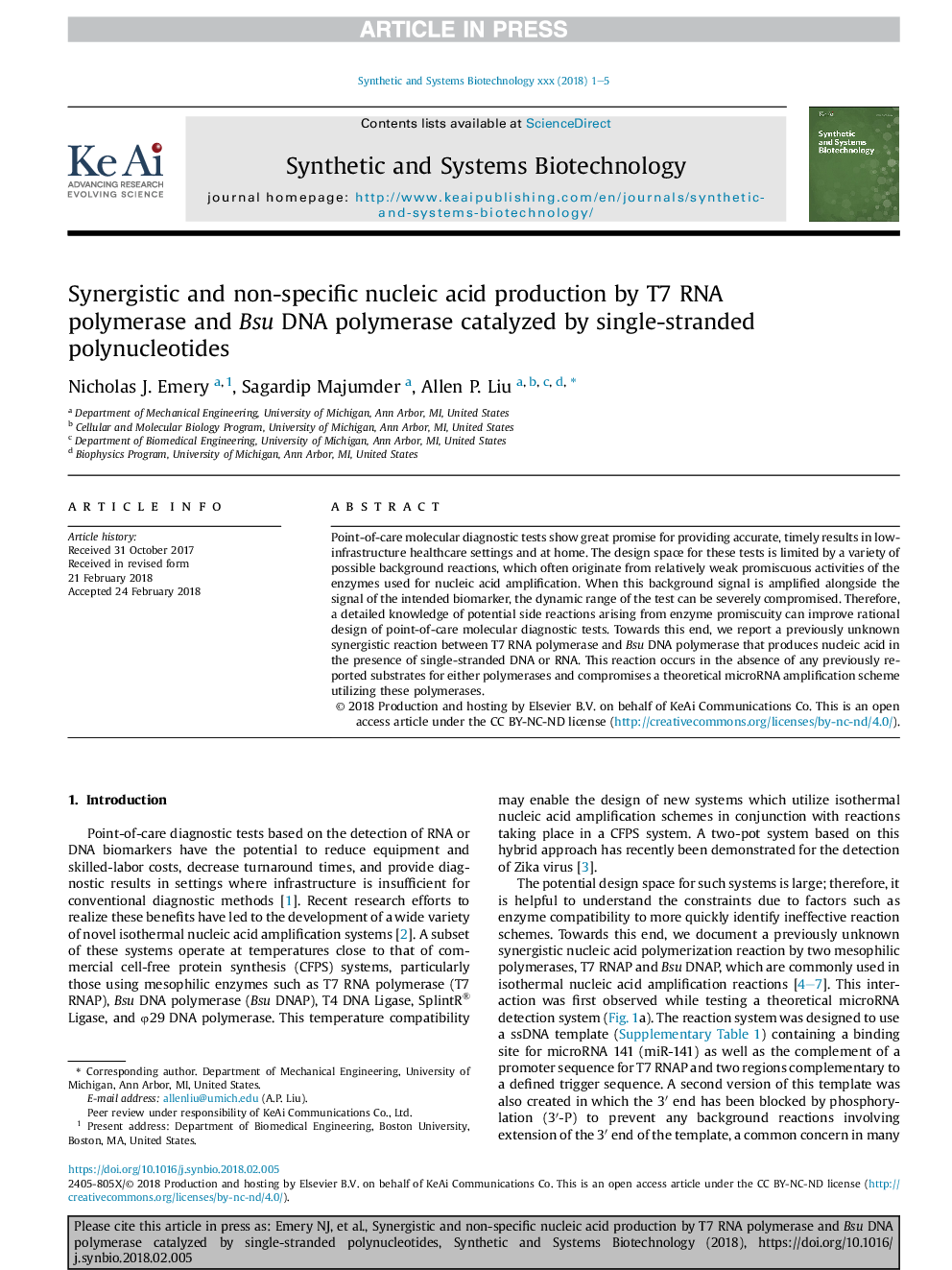 Synergistic and non-specific nucleic acid production by T7 RNA polymerase and Bsu DNA polymerase catalyzed by single-stranded polynucleotides