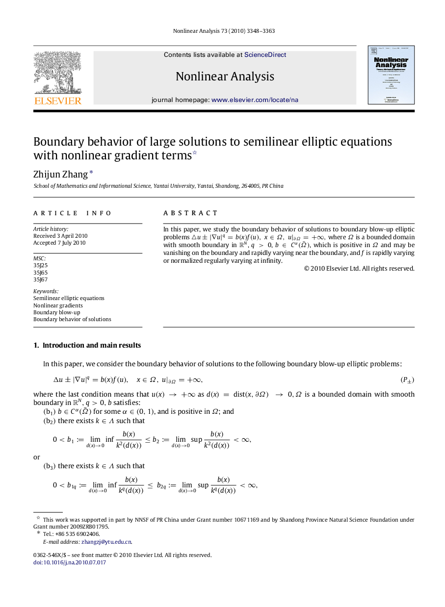 Boundary behavior of large solutions to semilinear elliptic equations with nonlinear gradient terms 