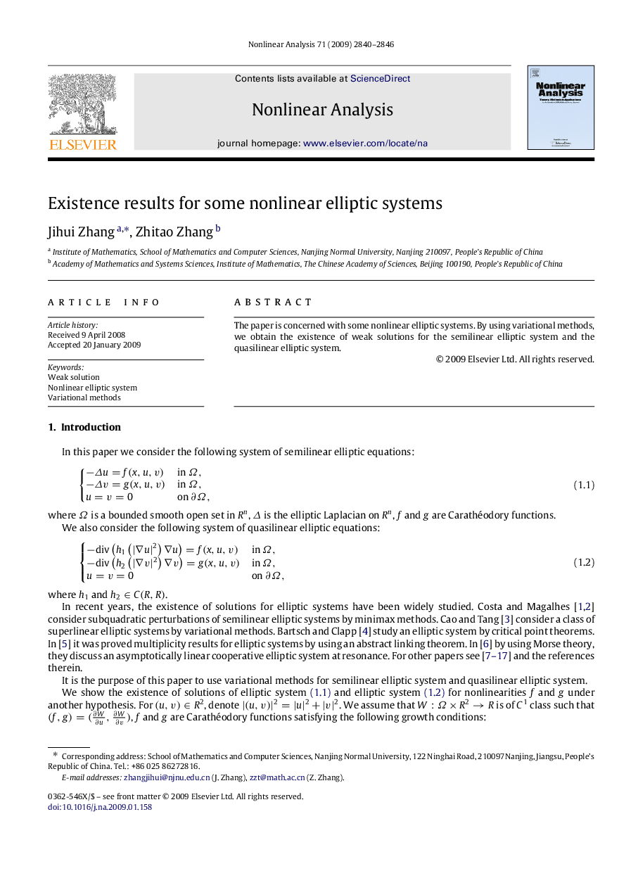 Existence results for some nonlinear elliptic systems