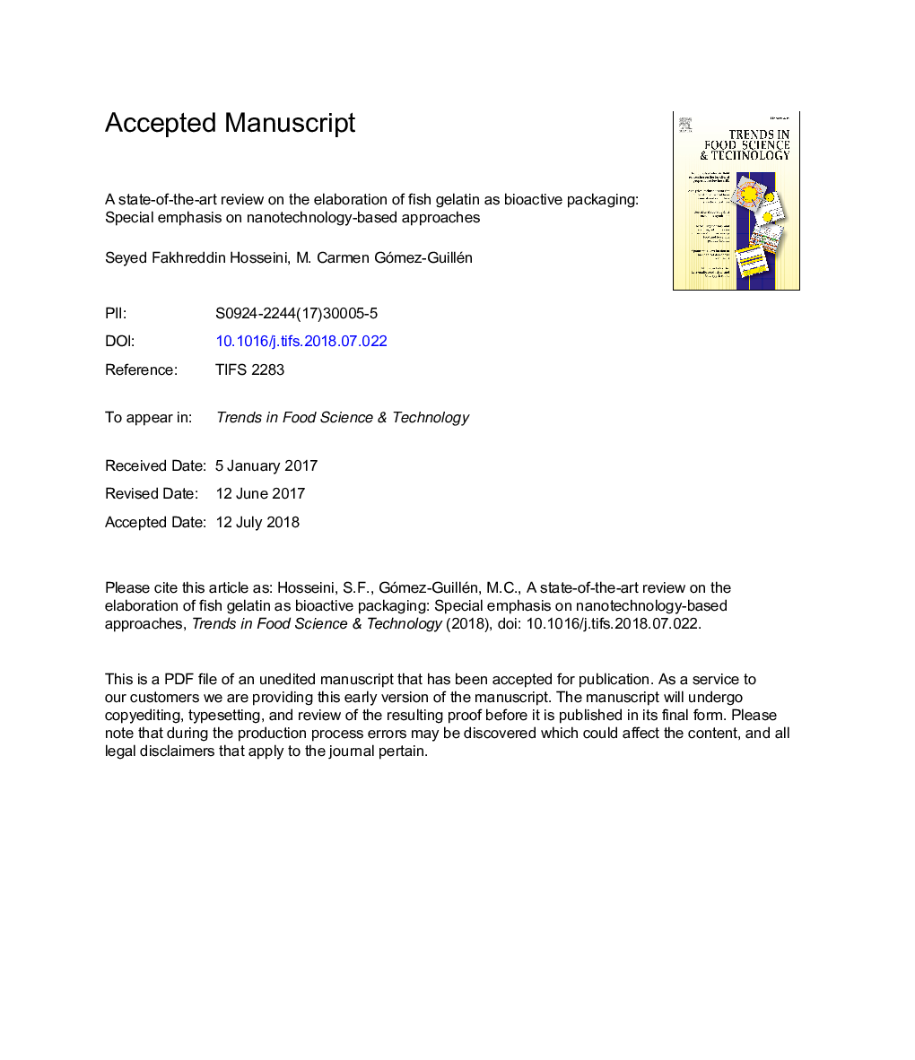 A state-of-the-art review on the elaboration of fish gelatin as bioactive packaging: Special emphasis on nanotechnology-based approaches