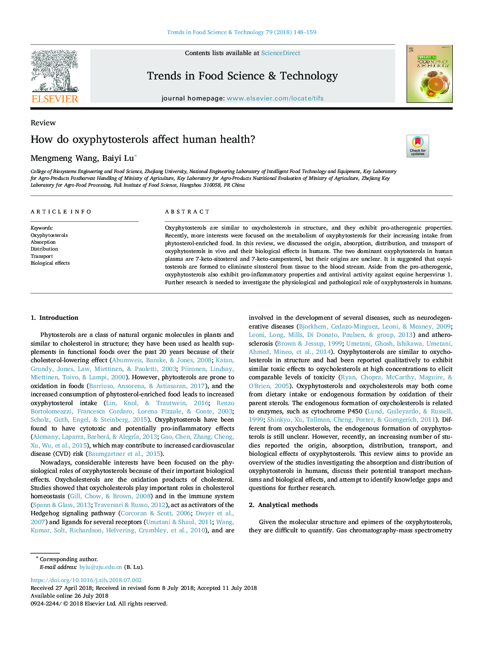 How do oxyphytosterols affect human health?