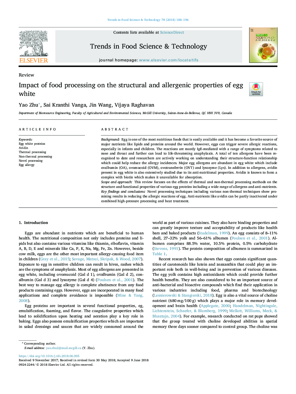 Impact of food processing on the structural and allergenic properties of egg white