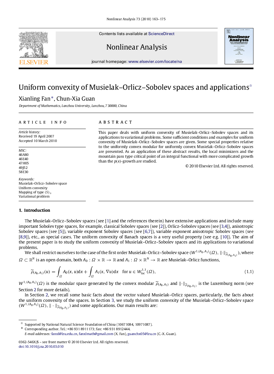 Uniform convexity of Musielak–Orlicz–Sobolev spaces and applications 