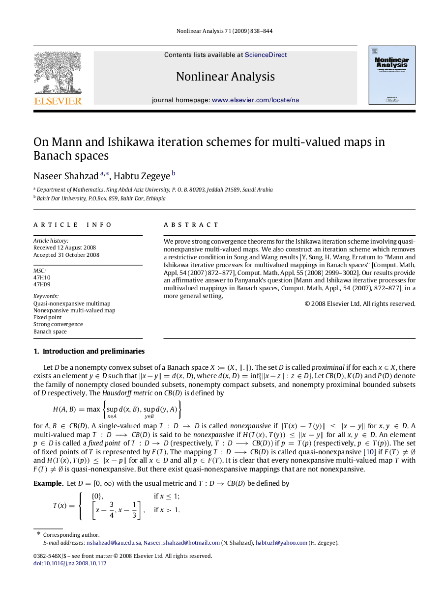 On Mann and Ishikawa iteration schemes for multi-valued maps in Banach spaces