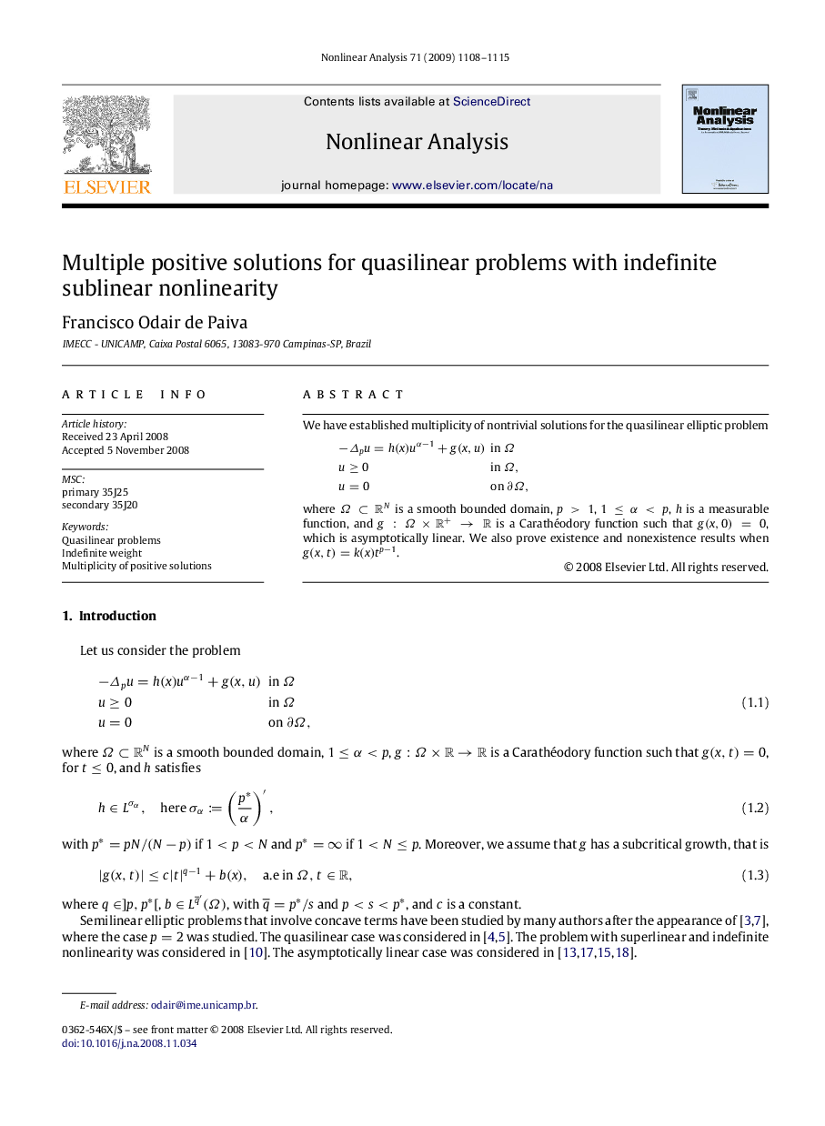 Multiple positive solutions for quasilinear problems with indefinite sublinear nonlinearity