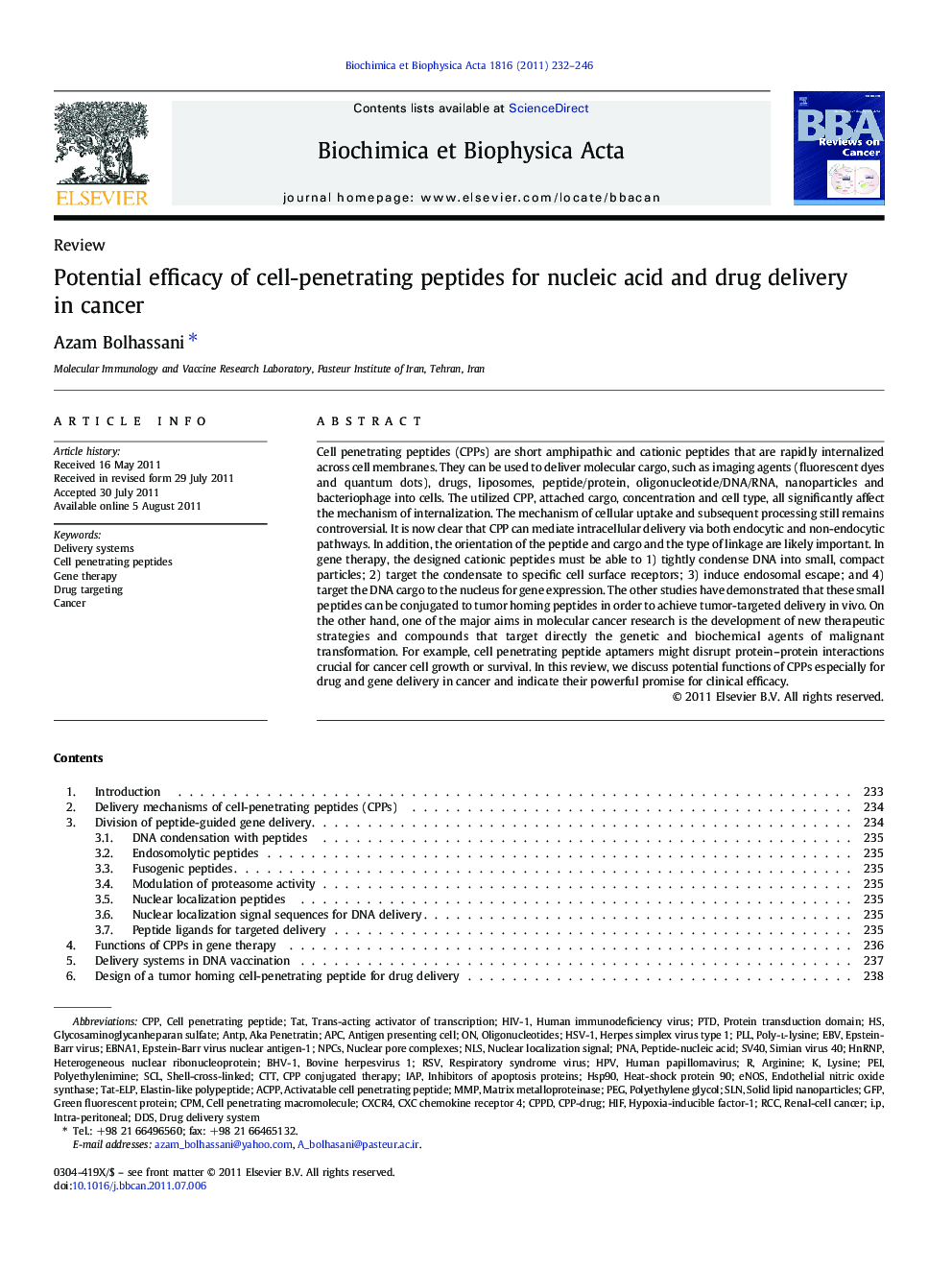 Potential efficacy of cell-penetrating peptides for nucleic acid and drug delivery in cancer