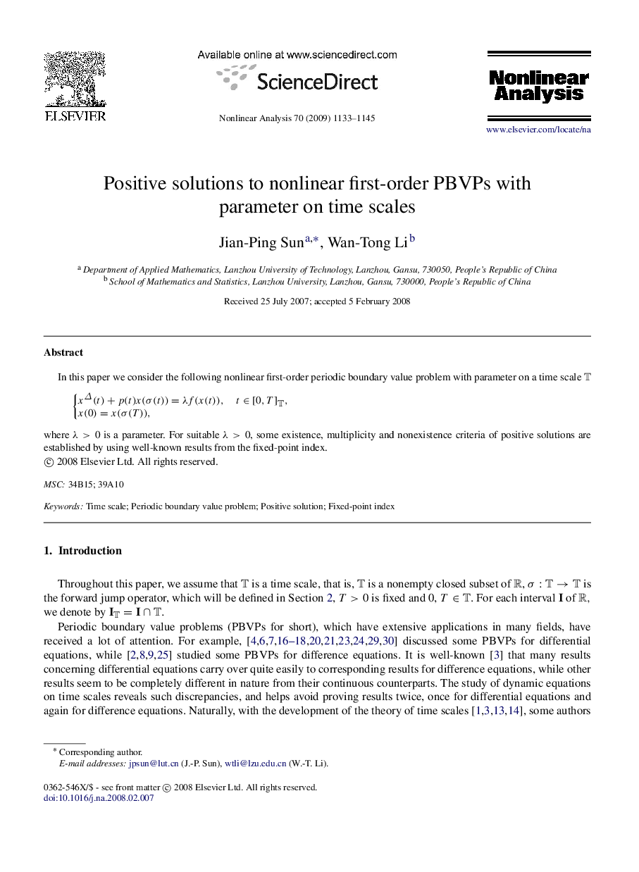 Positive solutions to nonlinear first-order PBVPs with parameter on time scales