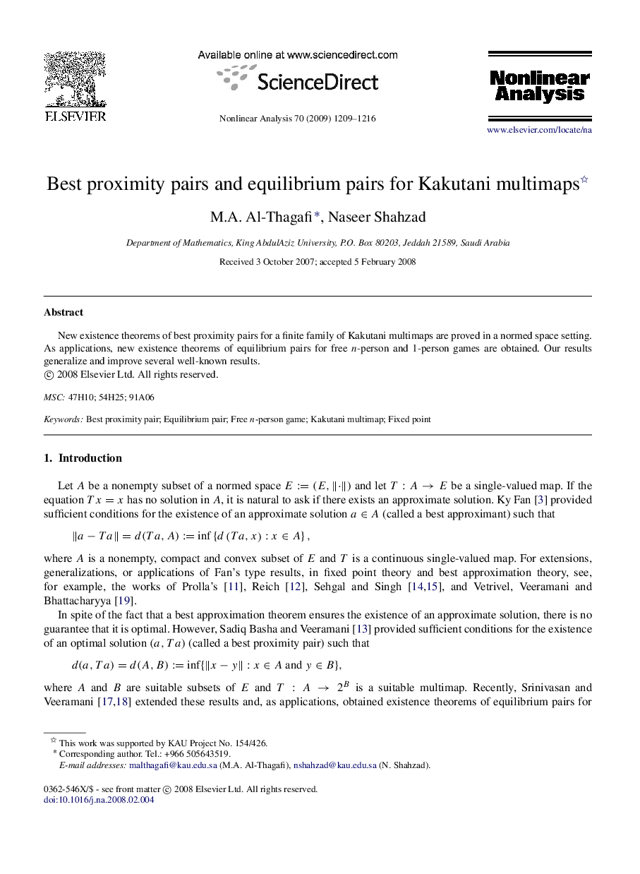 Best proximity pairs and equilibrium pairs for Kakutani multimaps 