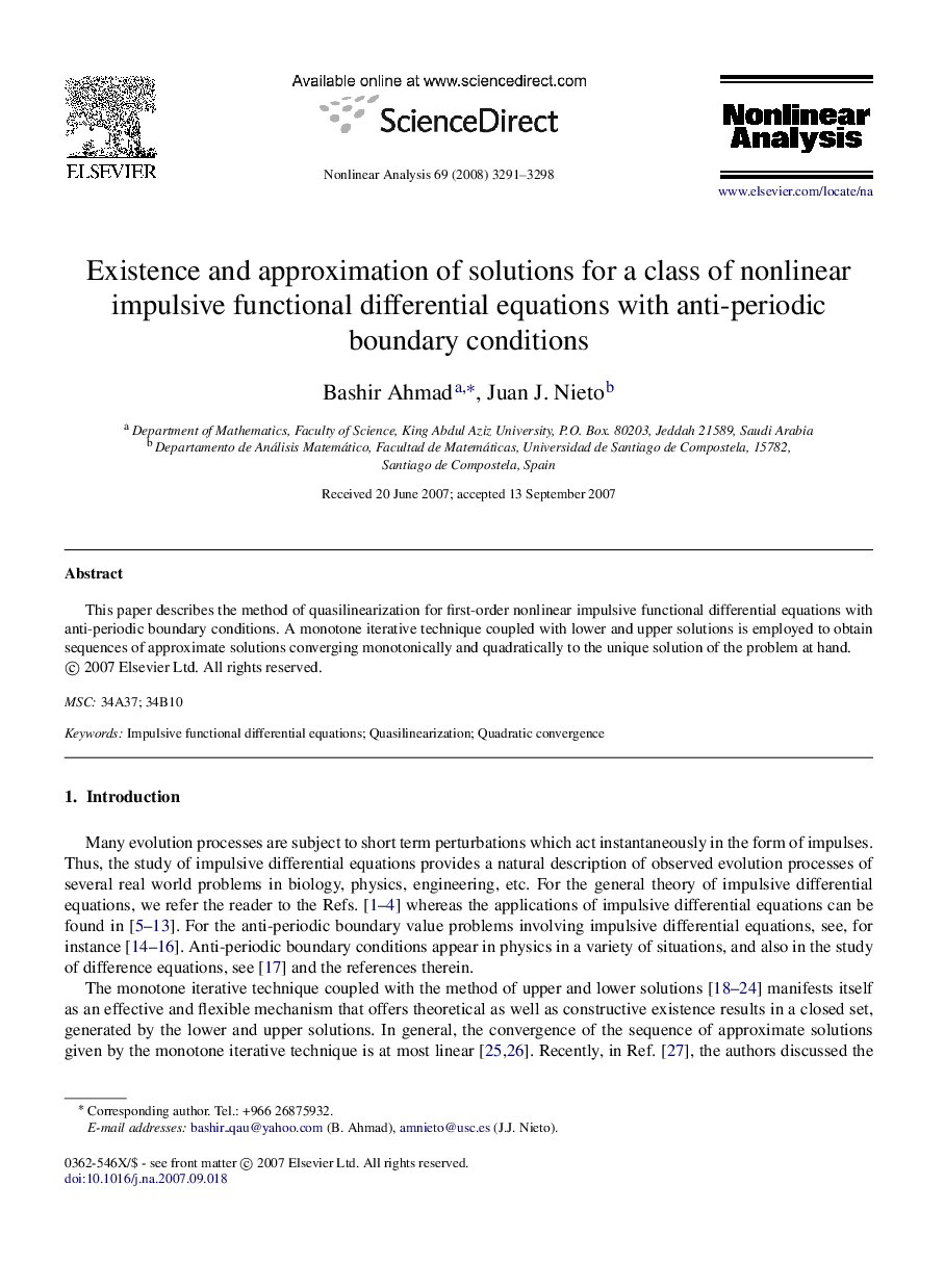 Existence and approximation of solutions for a class of nonlinear impulsive functional differential equations with anti-periodic boundary conditions